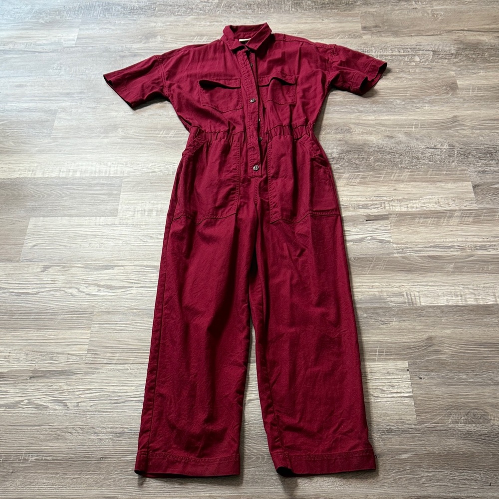 Universal Thread Burgundy Short-Sleeve Utility Jumpsuit